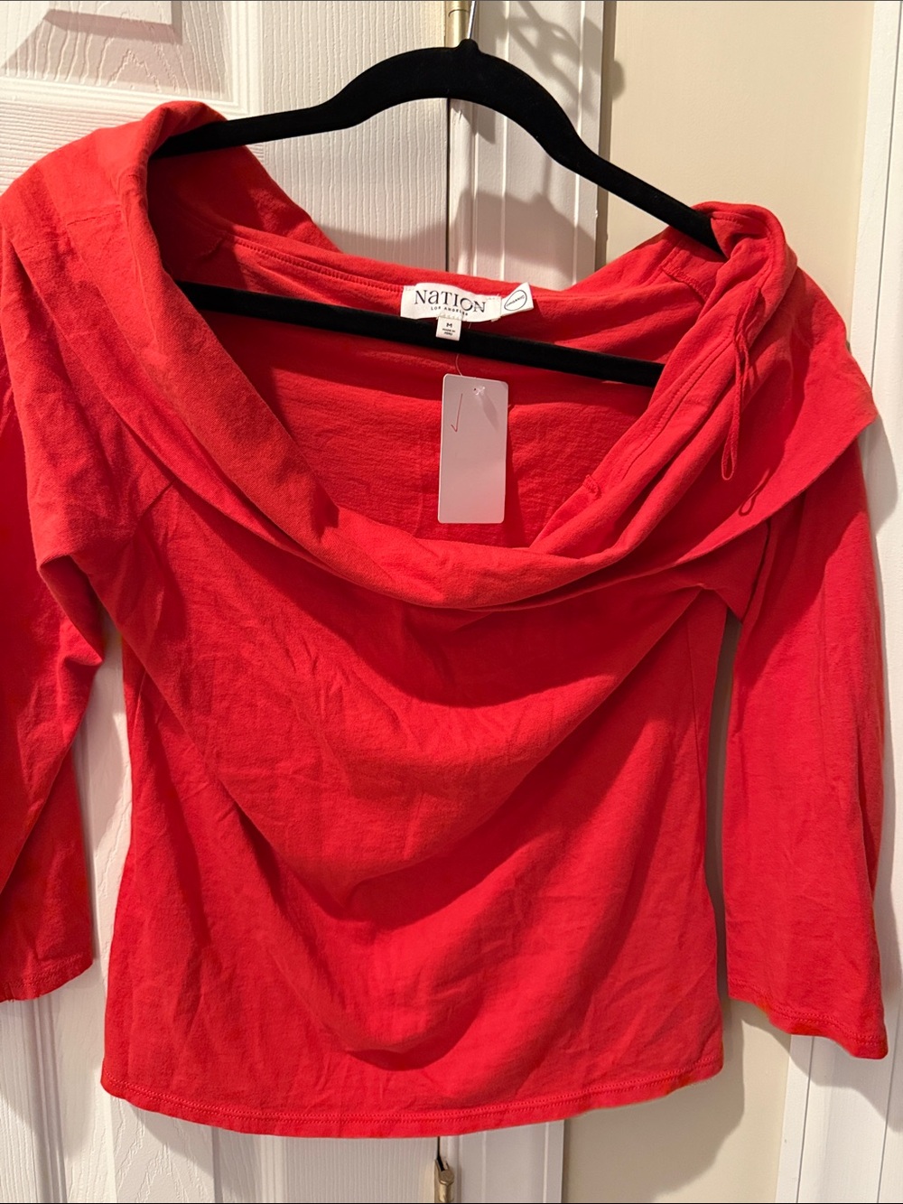 Nation LTD Vibrant Red Off Shoulder 3/4 Sleeve Top